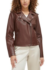 Levi's Women's Classic Faux Leather Asymmetrical Moto Jacket - Deep Red