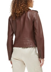 Levi's Women's Classic Faux Leather Asymmetrical Moto Jacket - Chocolate Brown