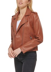 Levi's Women's Classic Faux Leather Asymmetrical Moto Jacket - Deep Red