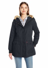 Levi's Women's Coated Cotton Four Pocket Sherpa Lined Mid Length Parka
