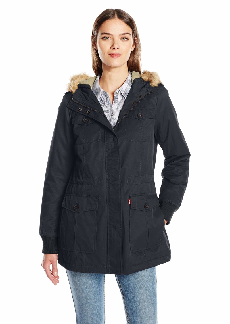 Levi's Levi's Women's Coated Cotton Four Pocket Sherpa Lined Mid Length ...