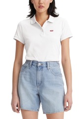 Levi's Women's Crown-Logo Shirt-Sleeve Polo Shirt - Caviar