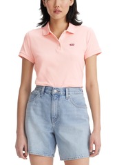 Levi's Women's Crown-Logo Shirt-Sleeve Polo Shirt - Caviar