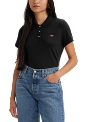 Levi's Women's Crown-Logo Shirt-Sleeve Polo Shirt - Caviar