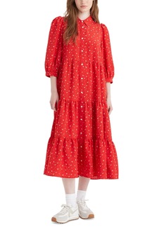 Levi's Women's Cynthia Button-Front A-Line Midi Dress - Smaller Isabel Script Red