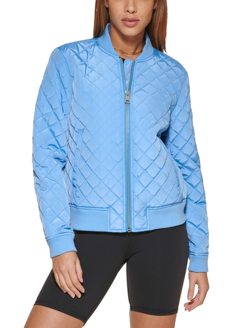 Levi's Women's Diamond Quilted Casual Bomber Jacket - Blue