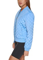 Levi's Women's Diamond Quilted Casual Bomber Jacket - Blue