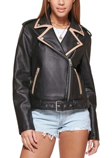 Levi's Women's Faux Leather Belted Motorcycle Jacket (Standard & Plus Sizes)