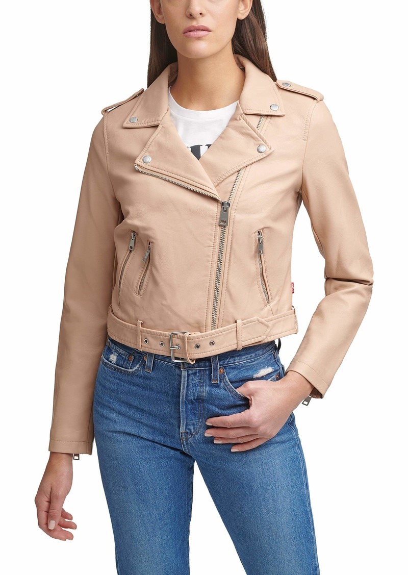 Levi's Women's Faux Leather Belted Motorcycle Jacket (Standard and Plus Sizes)