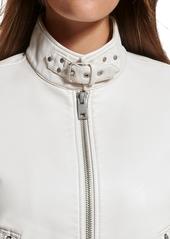 Levi's Women's Faux Leather Latch Collar Racer Jacket - Oyster