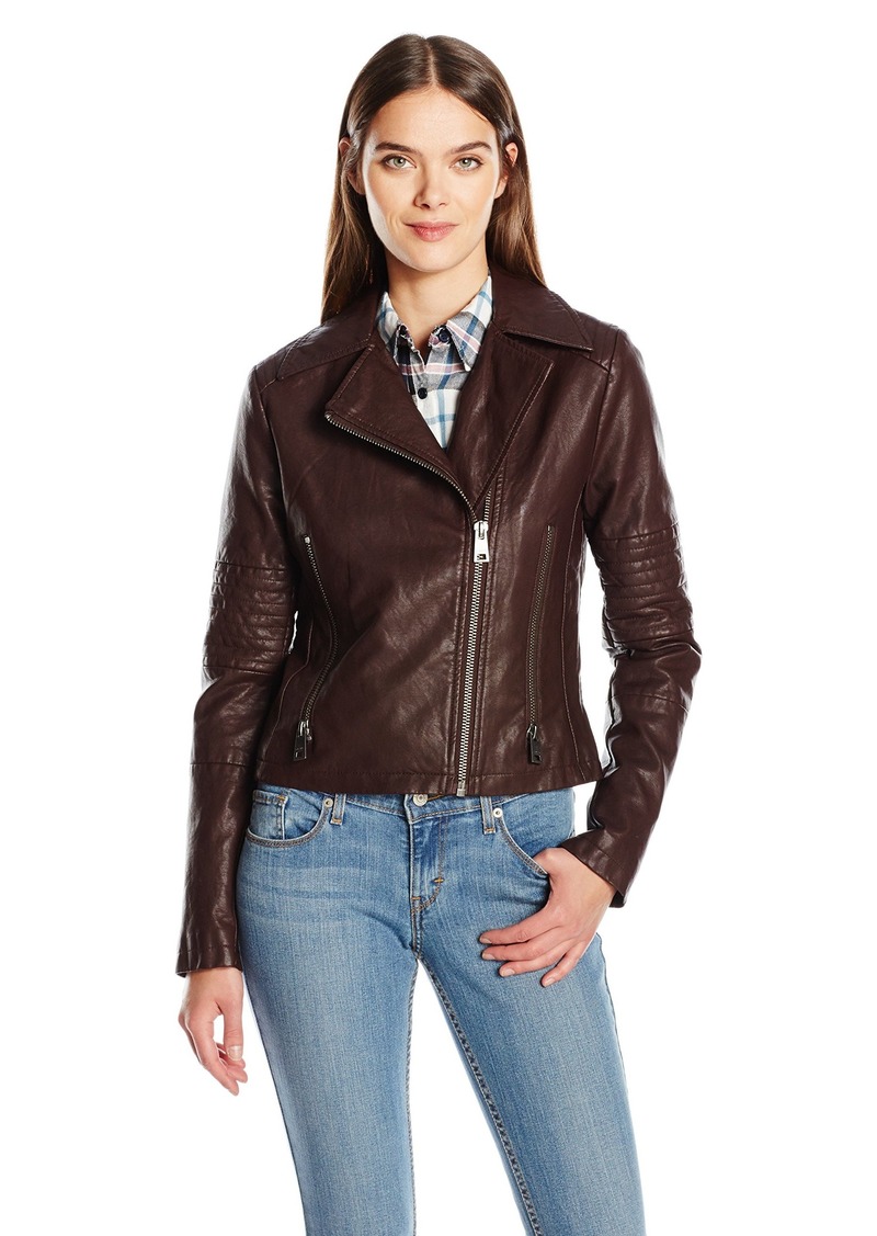 levi's brown leather jacket womens