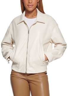 Levi's Women's Faux Leather Lightweight Bomber Jacket - Oyster