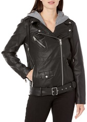 Levi's Women's Faux Leather Oversized Hooded Motorcycle Jacket