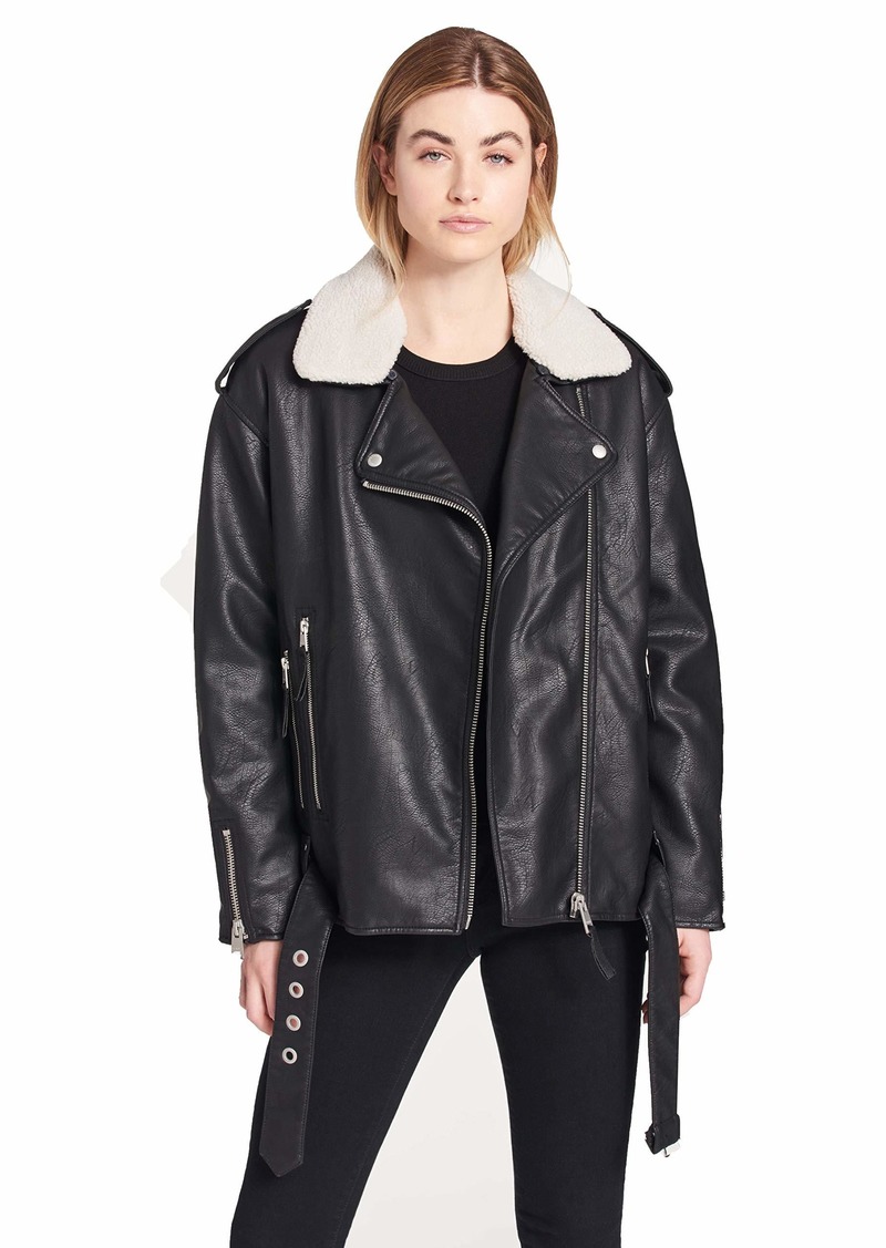 Levi's Women's Faux Leather Oversized Sherpa Lined Motorcycle Jacket