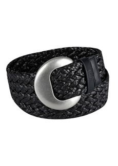 Levi's Women's Fully Adjustable Raffia Belt with Statement Buckle - Black