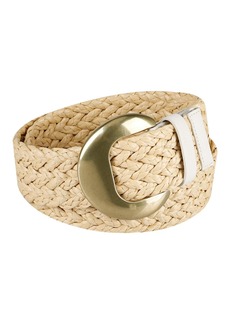 Levi's Women's Fully Adjustable Raffia Belt with Statement Buckle - Natural