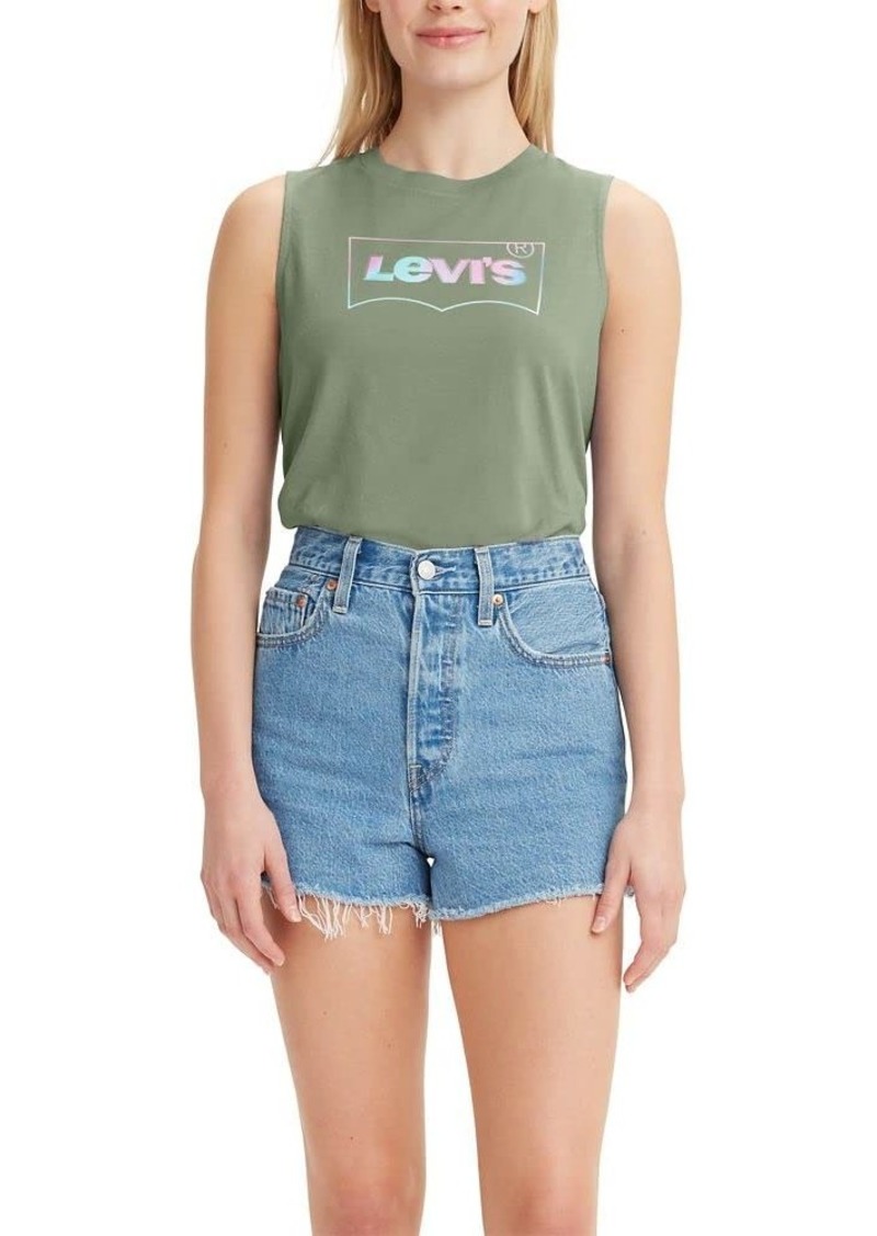 Levi's Women's Graphic Band Tank Pearlescent Batwing Outline Reseda-Green