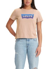 Levi's Women's Graphic Jordie Tee Soft Gradient Batwing Fill Peach Puree-Red