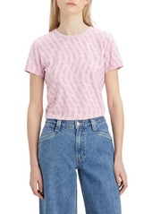Levi's Women's Perfect T-Shirt (Also Available in Plus) Minimal Sport Wave AOP Pink Lavender
