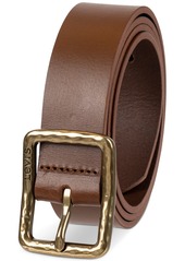 Levi's Women's Hammered Center Bar Buckle Casual Leather Belt - Tan