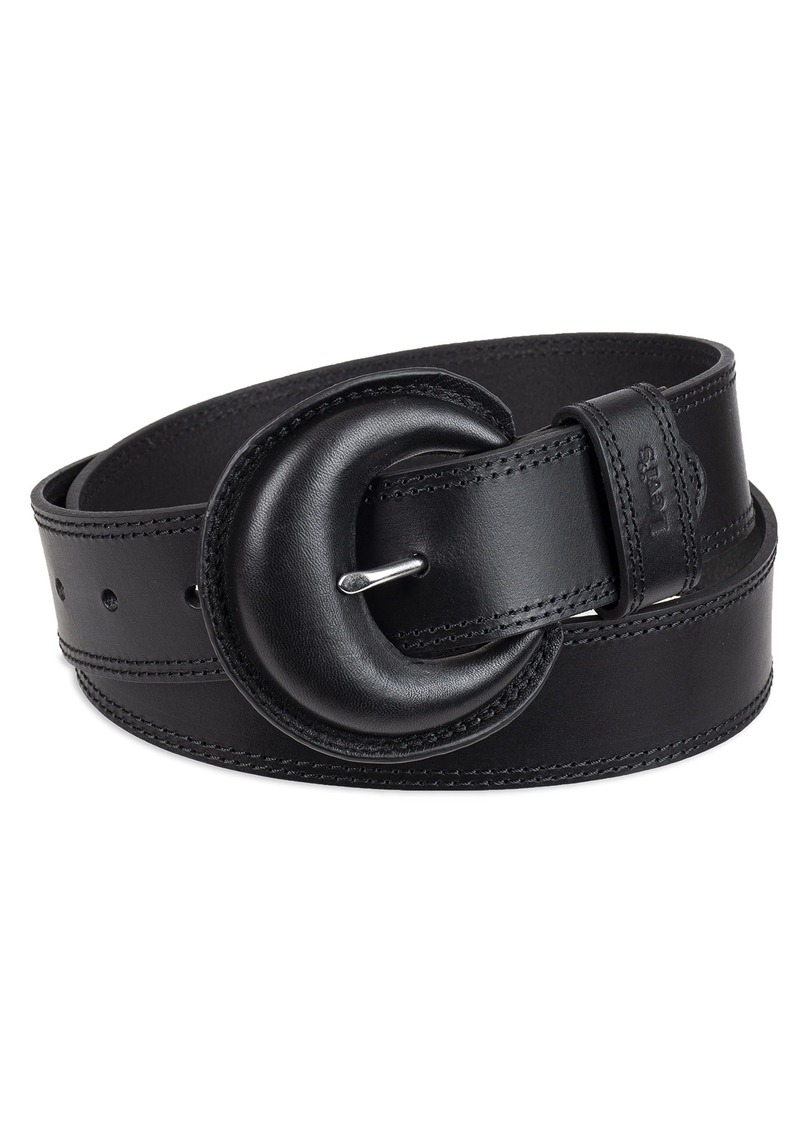 Levi's Women's Leather Wrapped Statement Buckle Belt Black Extra Large