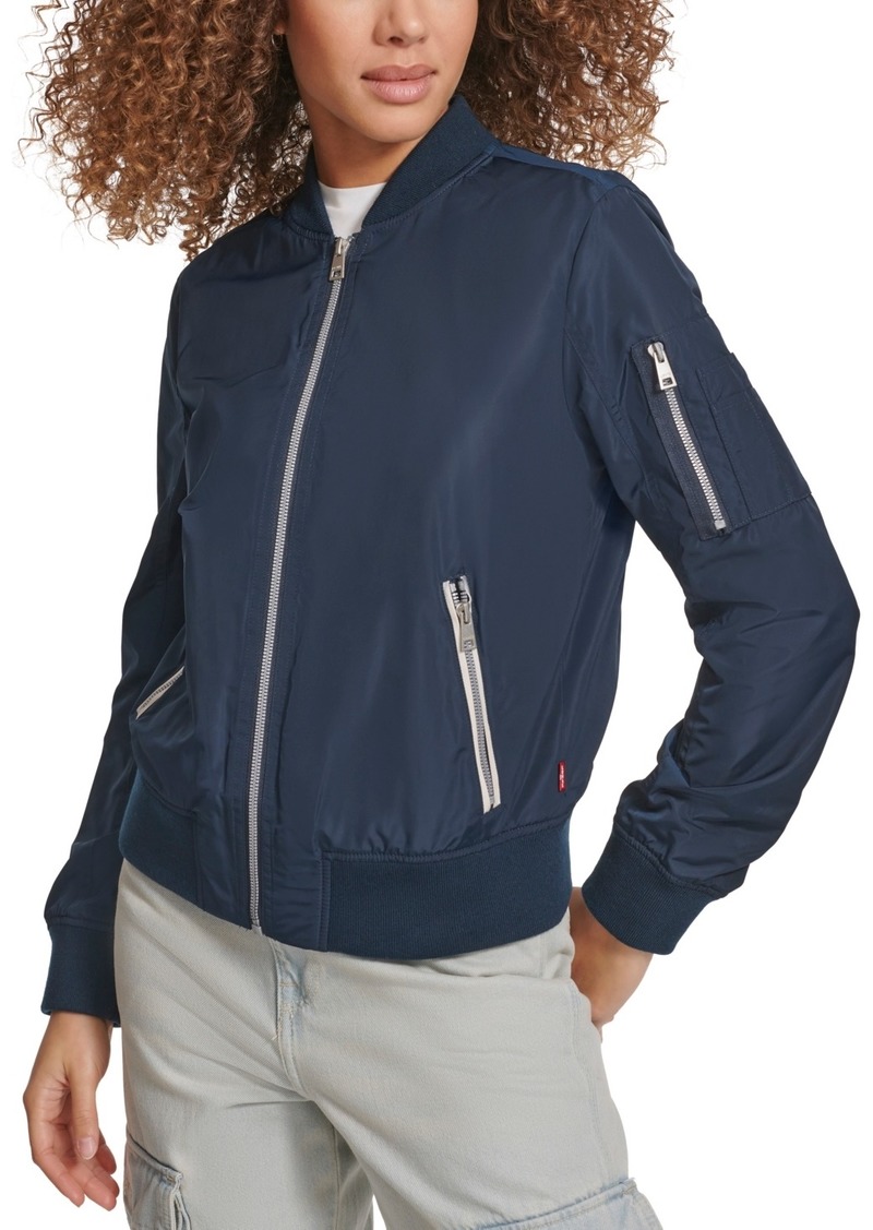 Levi's Women's Lightweight Zip-Detail Bomber Jacket - Navy