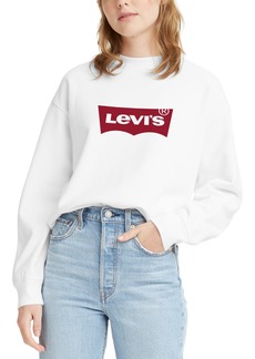 Levi's Women's Comfy Logo Fleece Crewneck Sweatshirt - White Batwing