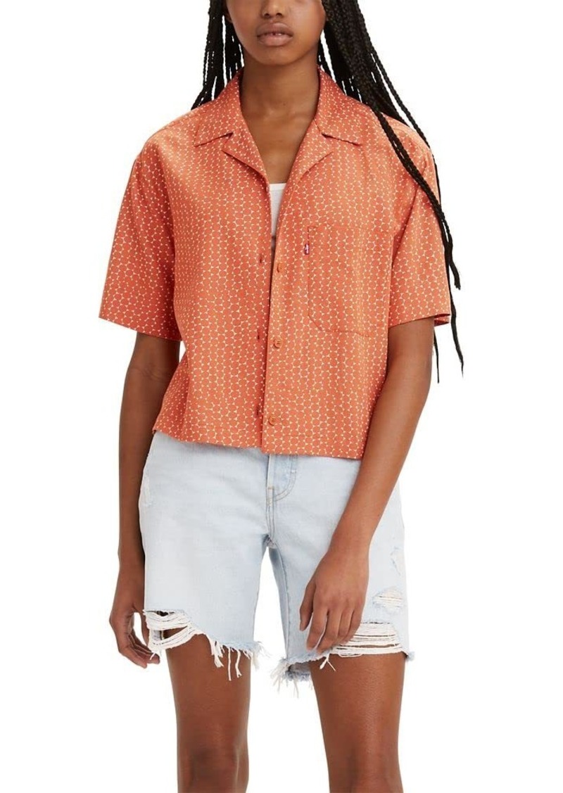 Levi's Women's Plus Size Nia Button Up Resort Shirt Autumn Leaf-Peach