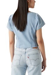 Levi's Women's Opehlia Denim Puff-Sleeve Corset Top - Turn Up Li