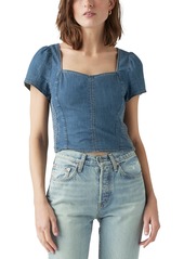 Levi's Women's Opehlia Denim Puff-Sleeve Corset Top - Turn Up Li