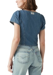 Levi's Women's Opehlia Denim Puff-Sleeve Corset Top - Turn Up Li