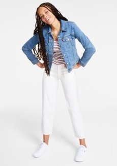 Levi's Levis Womens Original Cotton Denim Trucker Jacket Britt Cropped Snap Front Short Sleeve Top Utility Pants