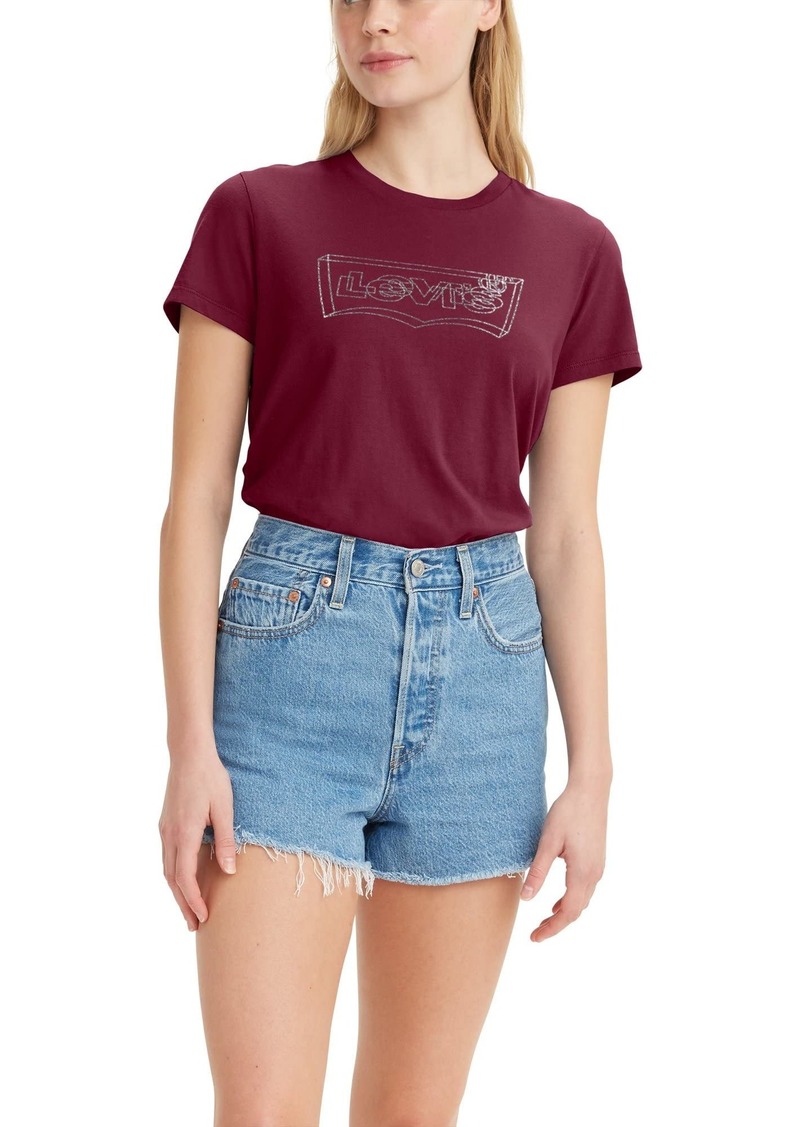 Levi's Women's Perfect Tee 2.0 Shirt (Also Available in Plus) (New) Batwing 3D Shine Beet Red