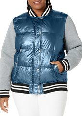 Levi's Women's Plus Mixed Media Quilted Varsity Bomber Jacket (Standard & Plus Sizes)