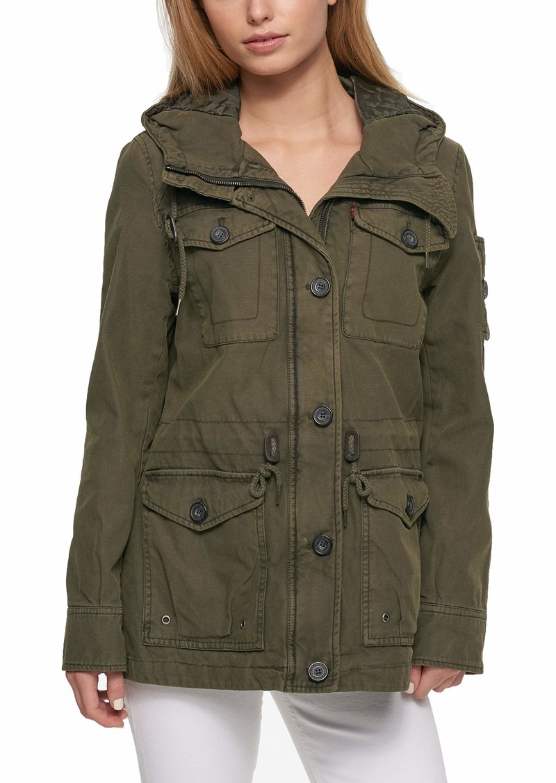 levi's women's cotton four pocket hooded field jacket