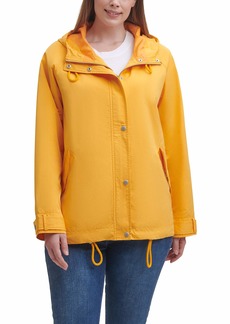 Levi's Women's Plus Size Hooded Peached Nylon Zip Front Rain Jacket