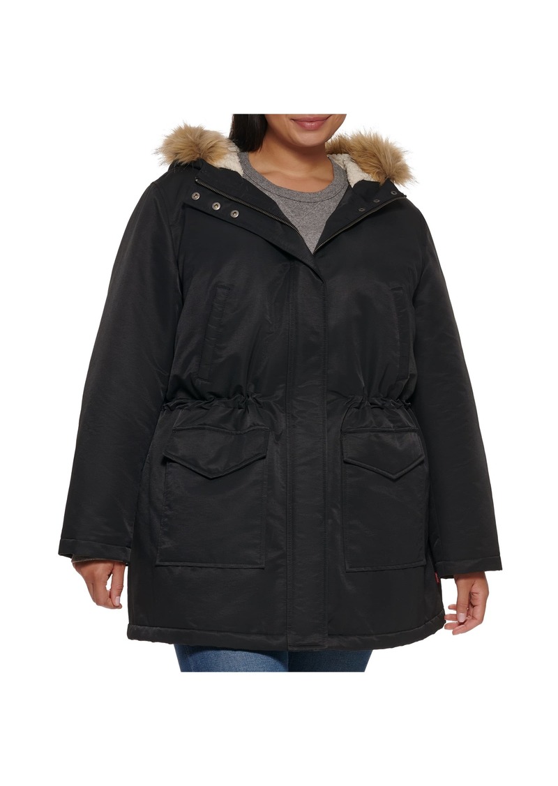 Women's Plus Size Performance Midlength Parka Jacket black/Sherpa lining 1  X - 40% Off!