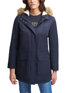 Levi's Women's Plus Size Performance Midlength Parka Jacket navy/Sherpa lining 1 X