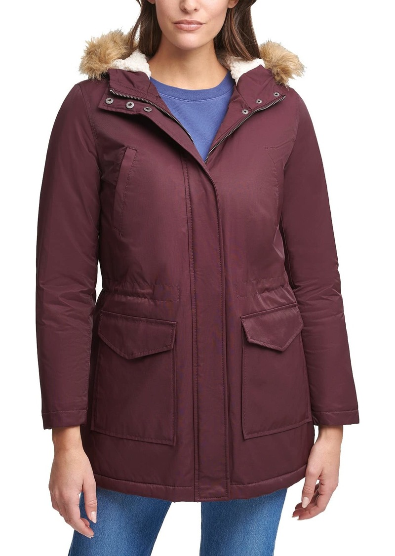 Levi's Women's Performance Sherpa Lined Midlength Parka Jacket plum