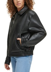 Levi's Women's Retro Faux-Leather Bomber Jacket - Black