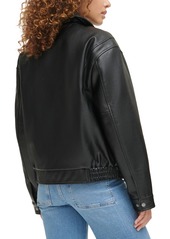 Levi's Women's Retro Faux-Leather Bomber Jacket - Black