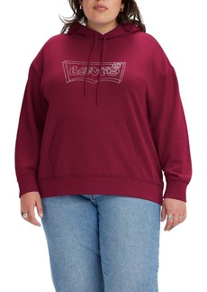 Levi's Women's Size Graphic Standard Hoodie (Also Available in Plus) (New) Batwing 3D Shine Forest Plum