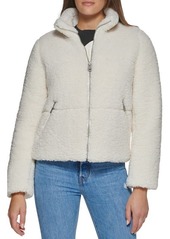 levi's Women's Stand Collar Quilted Water Resistant High Pile Fleece Jacket in Cream at Nordstrom