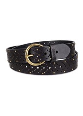 Levi's Women's Studded Fully Adjustable Perforated Leather Belt - Wheat