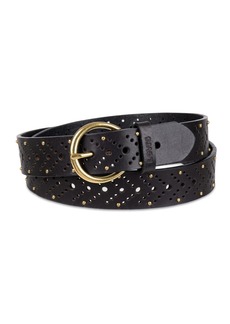 Levi's Women's Studded Fully Adjustable Perforated Leather Belt - Black
