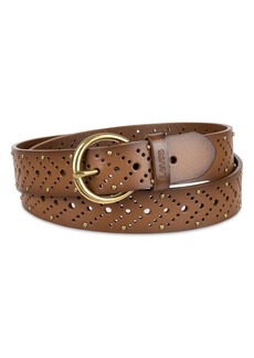 Levi's Women's Studded Fully Adjustable Perforated Leather Belt - Tan