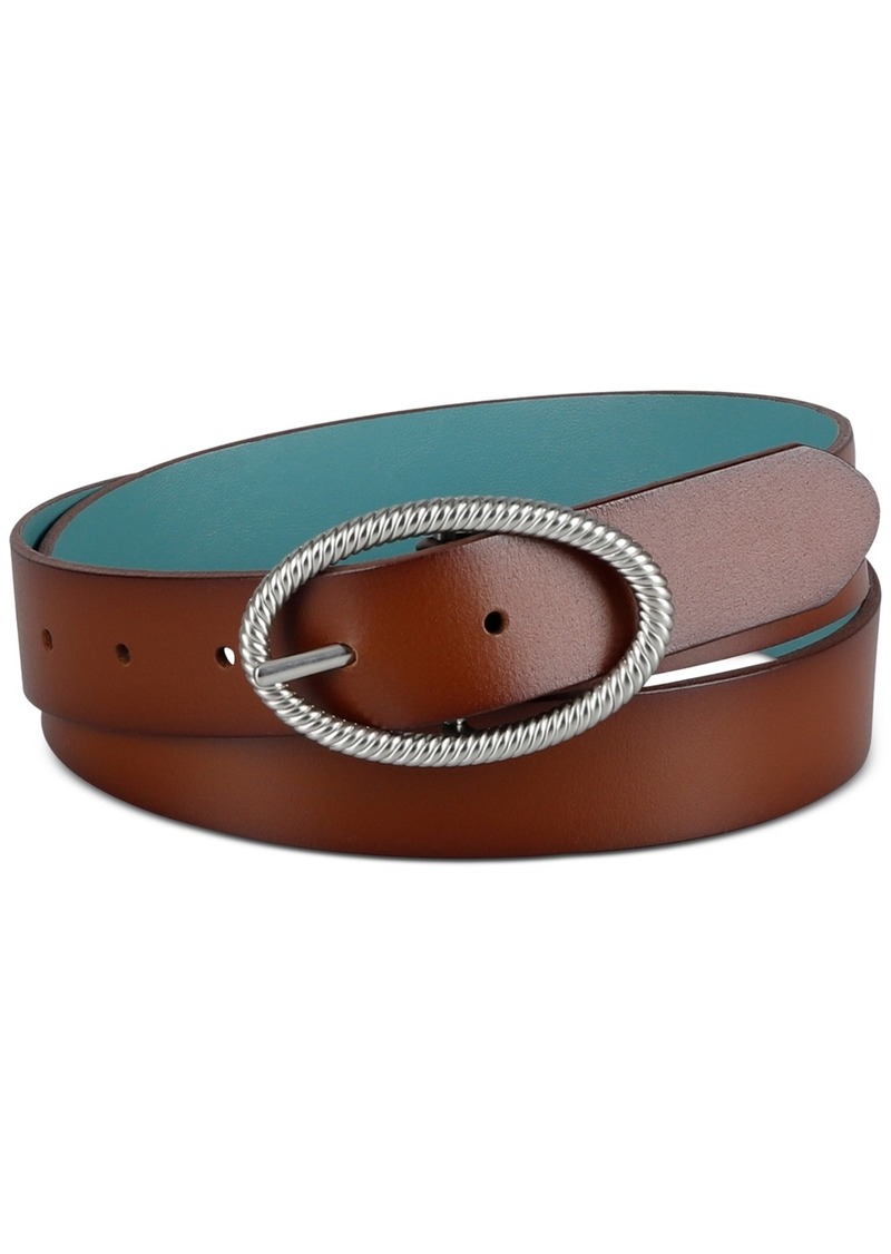 Levi's Women's Two-In-One Twisted-Buckle Reversible Belt - Tan/blue