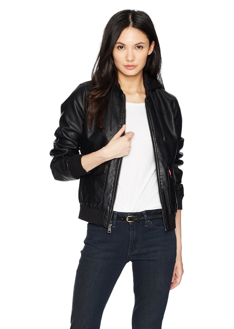 oversized faux leather aviator jacket