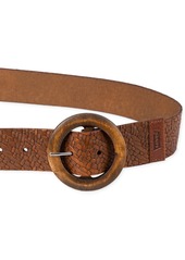 Levi's Women's Wide Wooden Buckle Woven Waist Belt - Tan