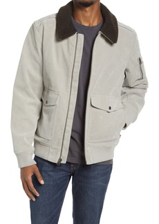 levi's Faux Suede Aviator Bomber Jacket with Removable Faux Shearling Collar in Tundra/Cream at Nordstrom
